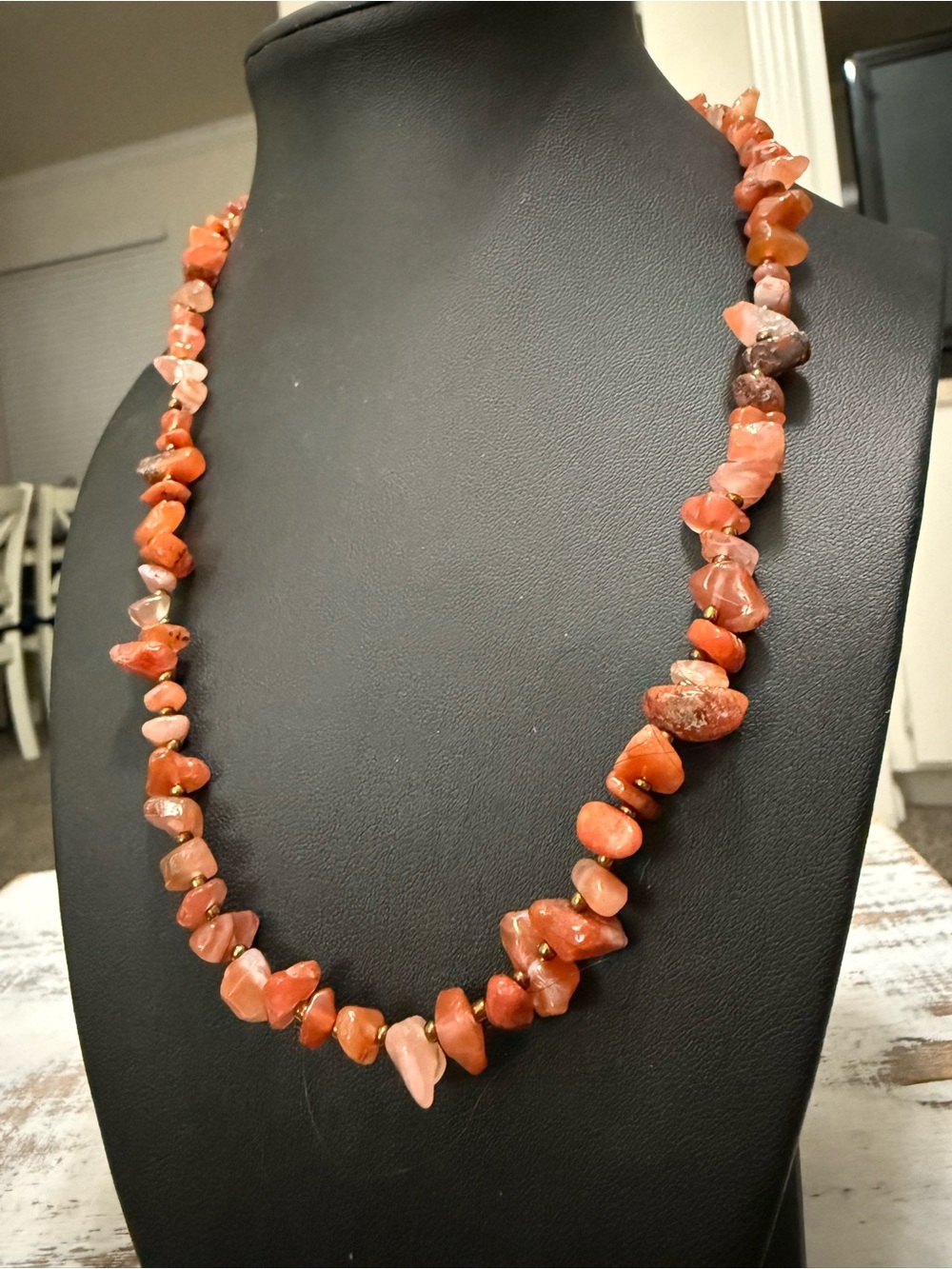 Handcrafted Orange Carnelian Chip Necklace - Women Jewelry